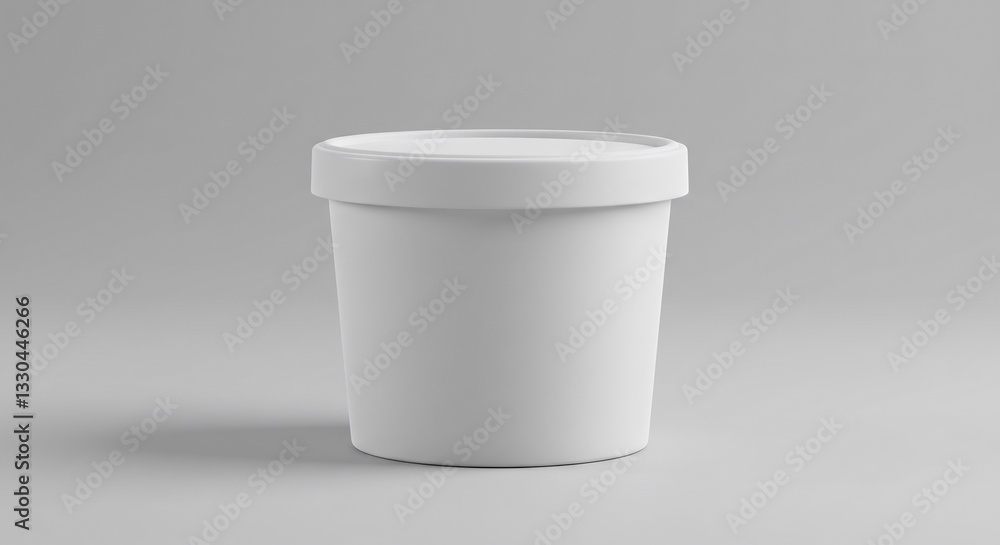 Clean white container subtly lit against neutral background. AI Generated Clean white container subtly lit against neutral background. AI Generated
