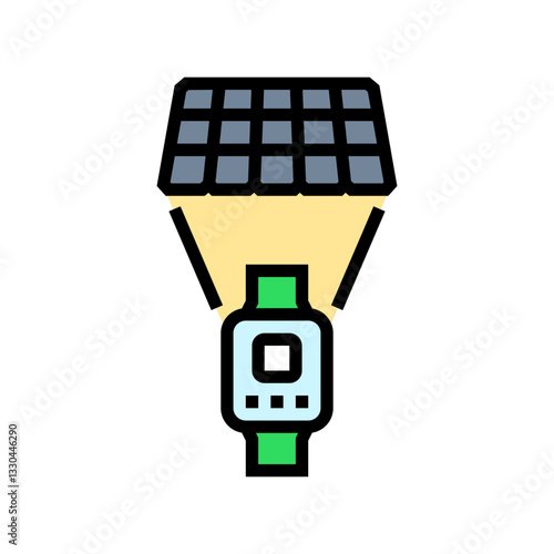 solar powered fitness tracker outdoor color icon vector illustration