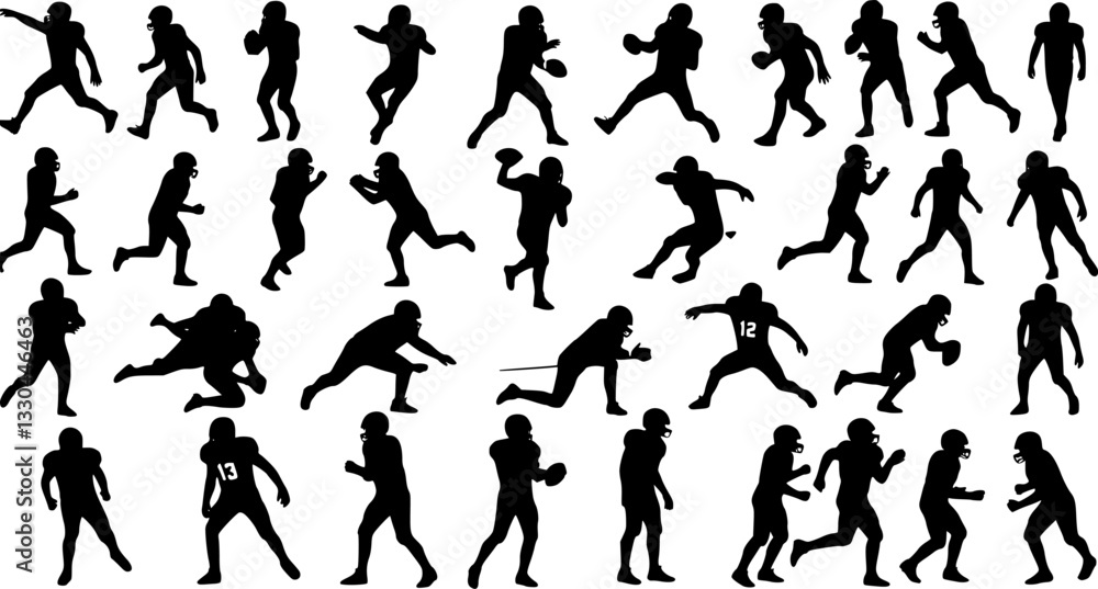 American Football Players Silhouettes , vector pack, various pose set
American Football Players Silhouettes , vector pack, various pose set