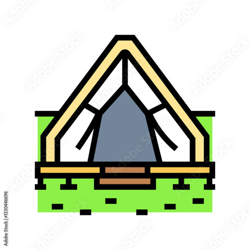 tent outdoor retreat wellness sustainable fitness color icon vector illustration