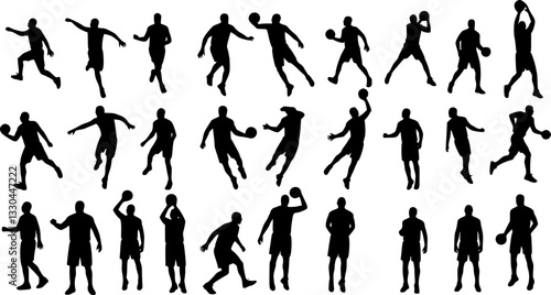 Vector set of Basketball players silhouettes, Basketball silhouettes
