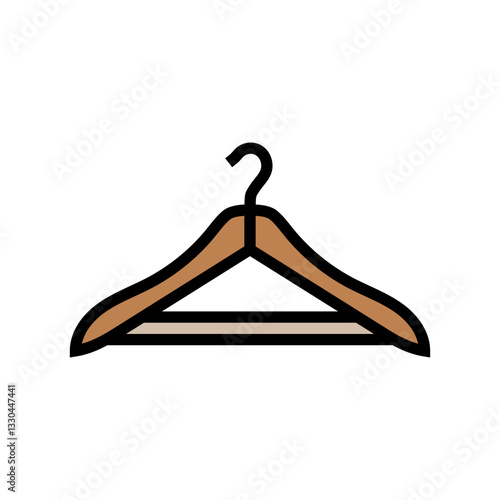 wooden hanger thrift driven fashion color icon vector illustration