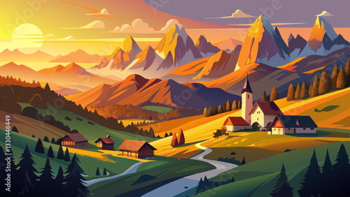 Beautiful sunset in Santa Maddalena village - Val di Funes valley, Dolomites - Trentino Alto Adige, Bolzano - Italy