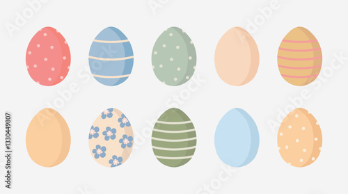 Set of decorated easter eggs, cute isolated element. Vector illustration. Happy easter theme, egg hunt