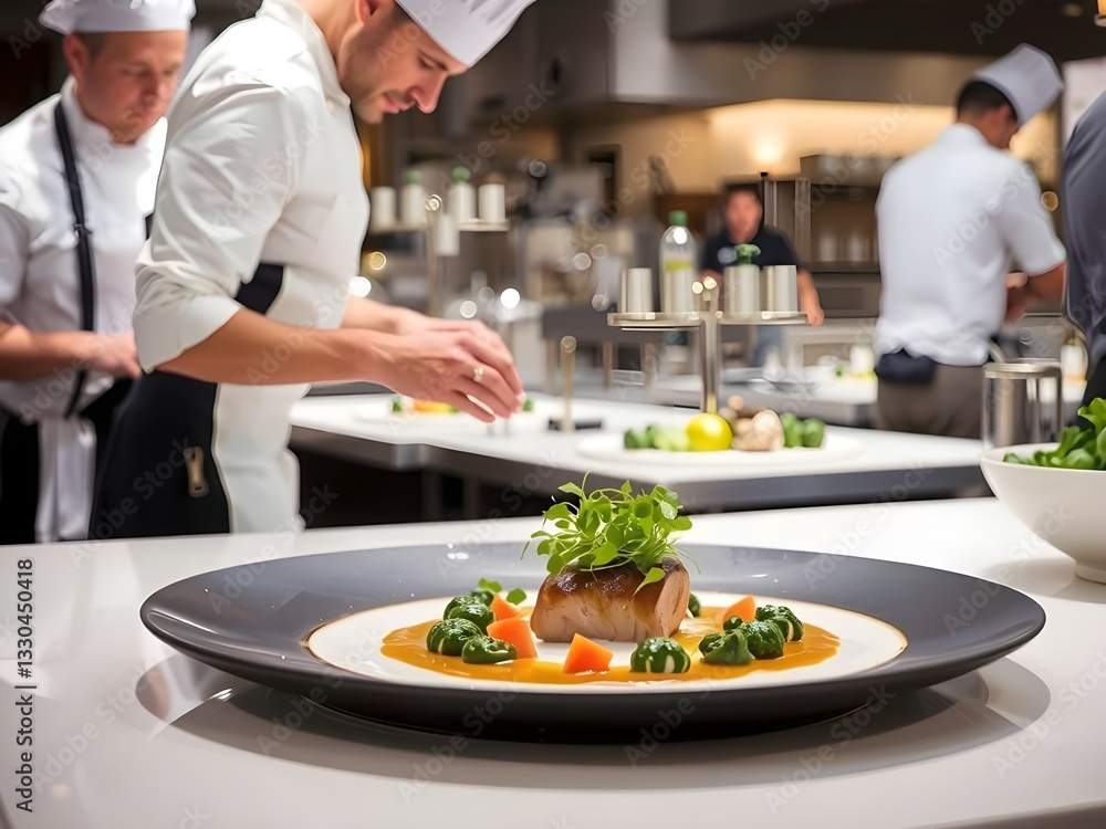 belle assiette de poisson et légumes d'un restaurant belle assiette de poisson et légumes d'un restaurant