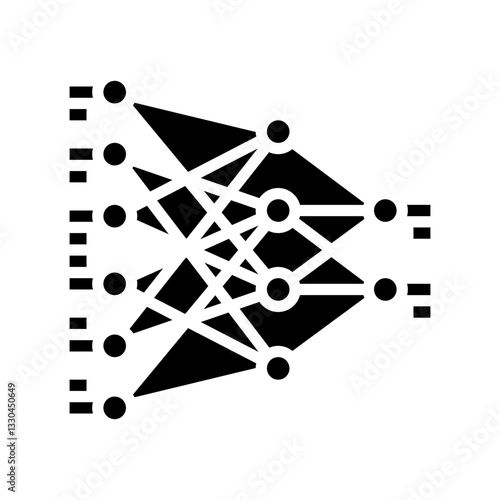 neural network diagram nlp glyph icon vector illustration
