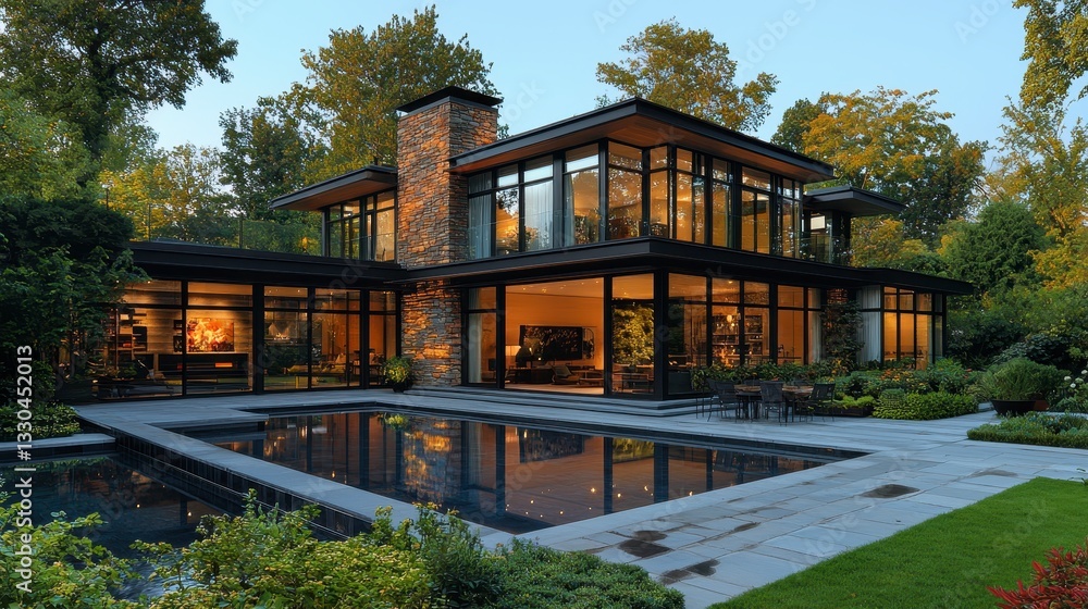 Modern Architectural Home with Landscaped Garden and Pool Modern Architectural Home with Landscaped Garden and Pool