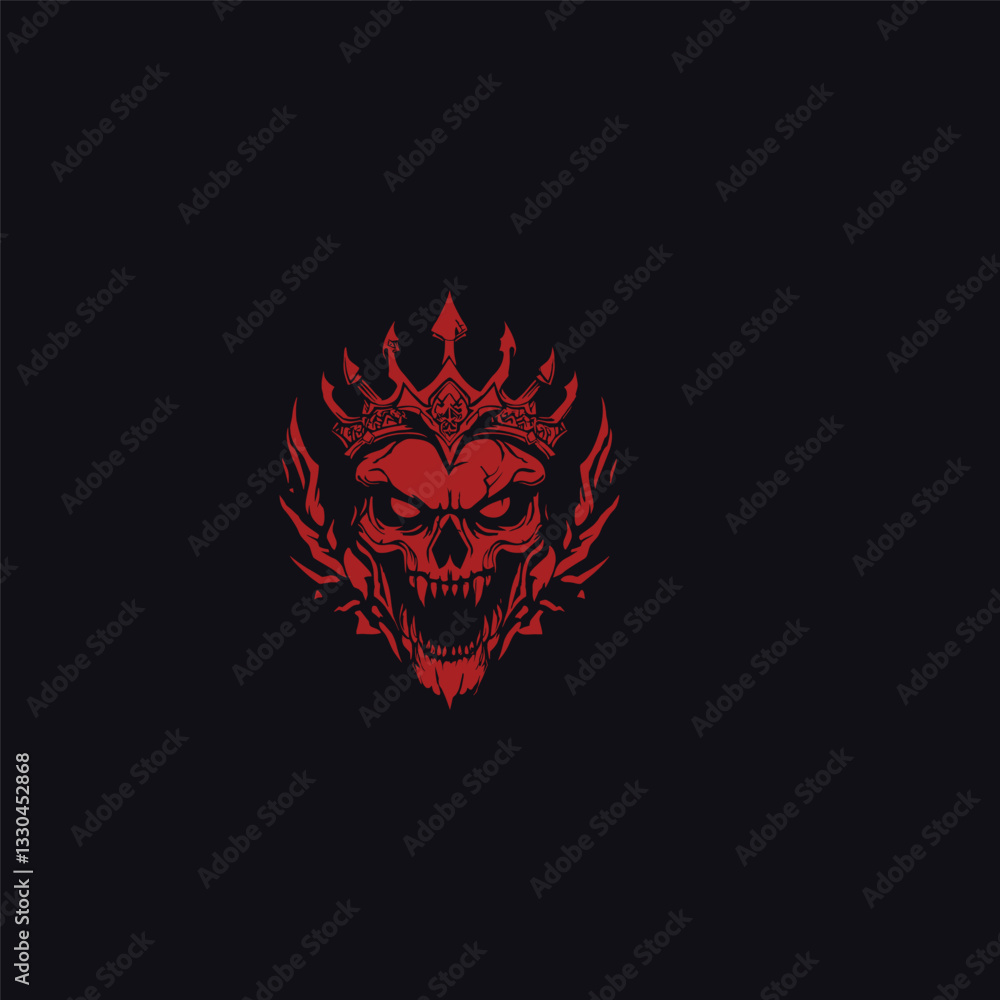 Naklejka premium Beast skull with crown design vector template illustration