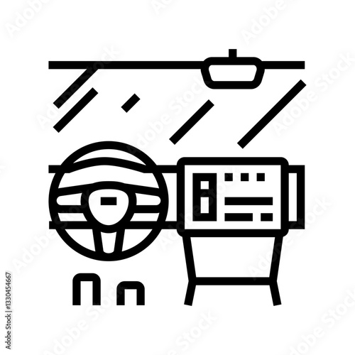 car with screen display auto tainment line icon vector illustration