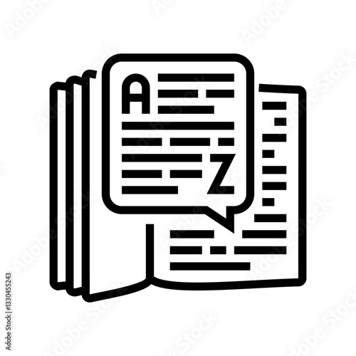 dictionary nlp line icon vector illustration