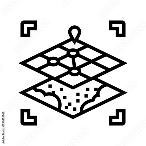 digital map overlay augmented reality line icon vector illustration