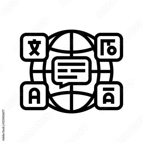 multilingual globe nlp line icon vector illustration