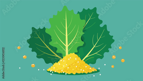 Baked kale chips seasoned with sea salt and nutritional yeast for a crunchy and nutritious alternative to traditional potato chips as a study snack.. Vector illustration