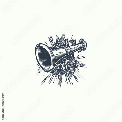 Medieval trumpet design vector template illustration