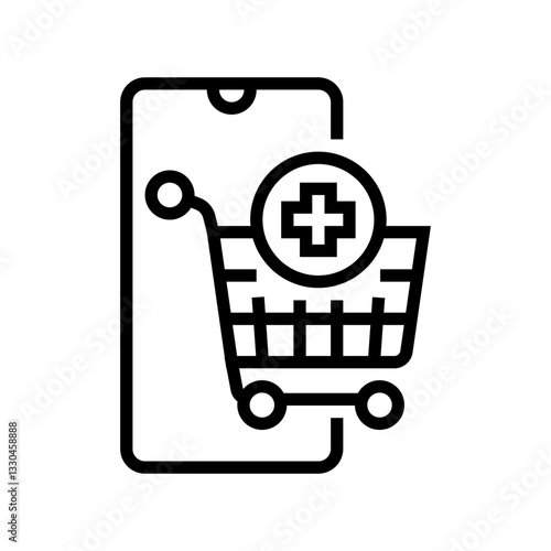 virtual shopping cart augmented reality line icon vector illustration