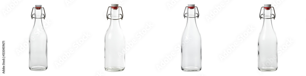 Clear Glass Bottle with Swing-Top, Cut Out Set Clear Glass Bottle with Swing-Top, Cut Out Set