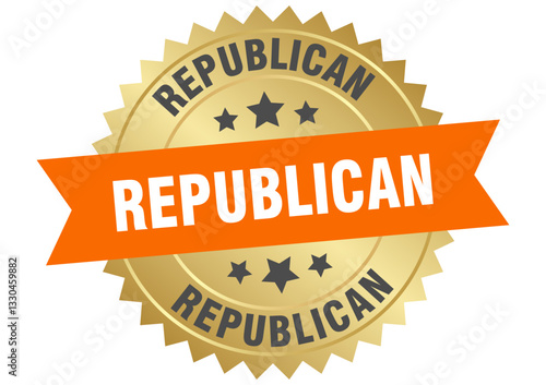 republican. republican round orange and gold label isolated on transparent background