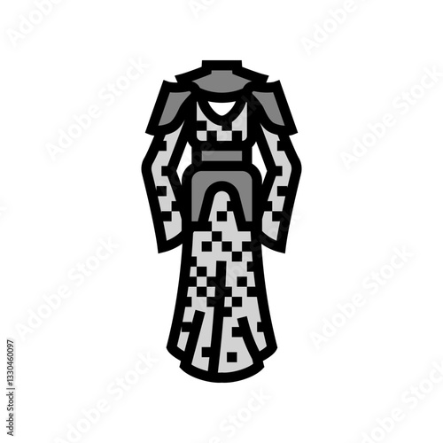 chainmail armor inspired piece color icon vector illustration