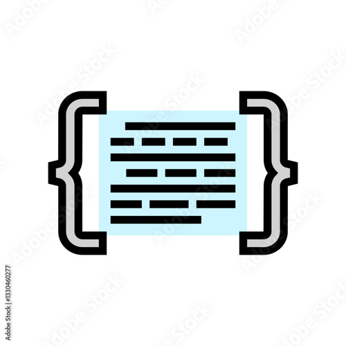 code brackets with letters nlp color icon vector illustration