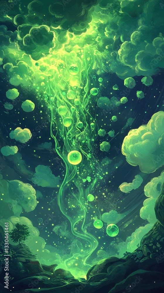 Fototapeta premium An illustration depicting a glowing stream emanating from the earth