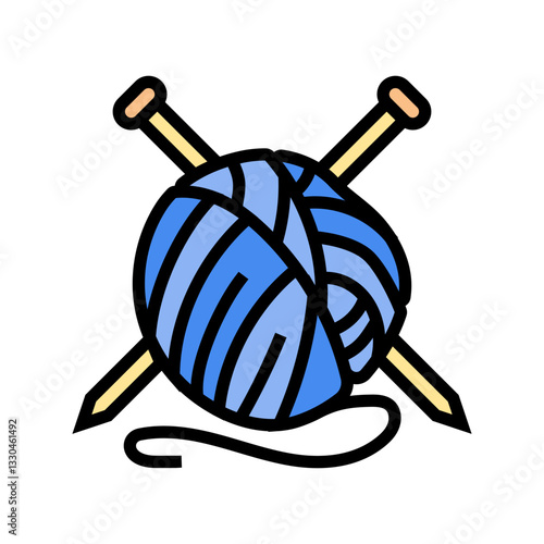 knitting needles slow living color icon vector illustration