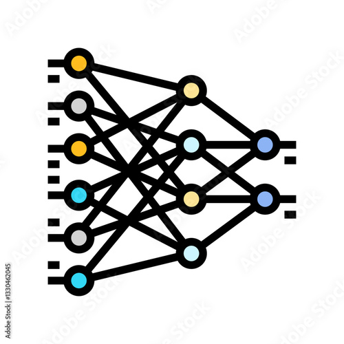 neural network diagram nlp color icon vector illustration