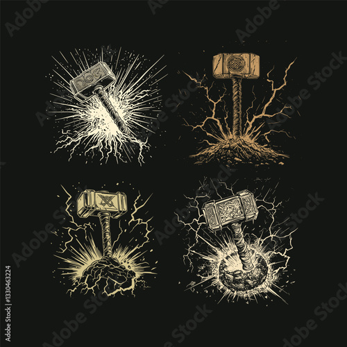 Mighty hammer design vector template illustration