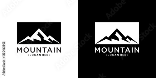 Vintage mountain vector logo design and illustration