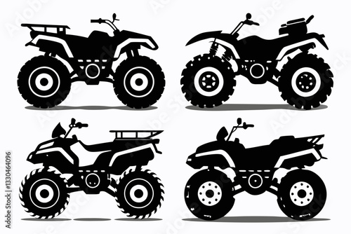 atv vehicle set line art silhouette vector illustration