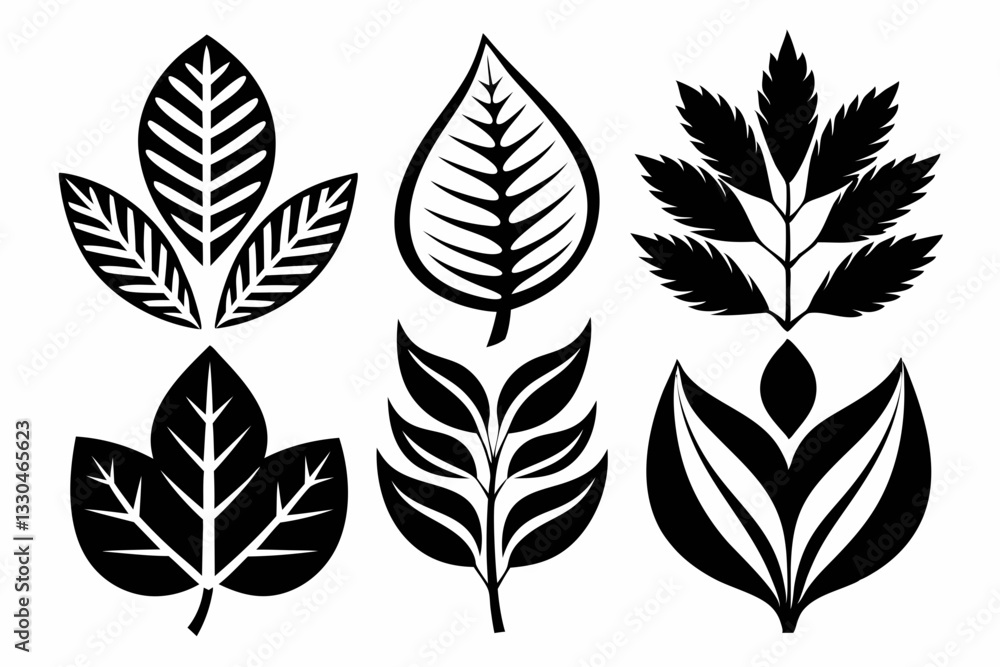 decorative leaf set line art silhouette vector illustration decorative leaf set line art silhouette vector illustration