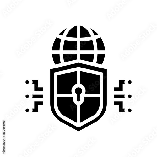 cybersecurity shield industry glyph icon vector illustration