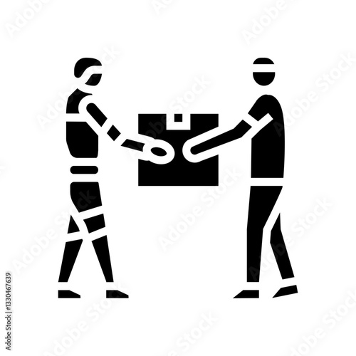 human robot interaction industry glyph icon vector illustration