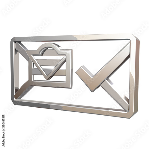 Metallic Email Icon for Communication and Digital Messaging