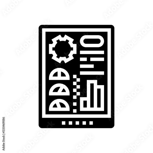 predictive maintenance dashboard glyph icon vector illustration