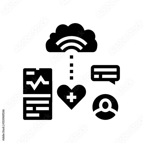 remote patient monitoring healthcare innovation glyph icon vector illustration