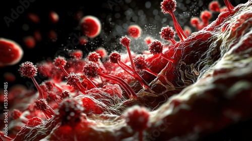 Microscopic view capturing rapid cilia movement in epithelial cells supporting respiratory health