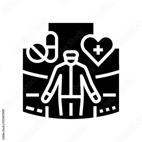 virtual reality therapy healthcare innovation glyph icon vector illustration