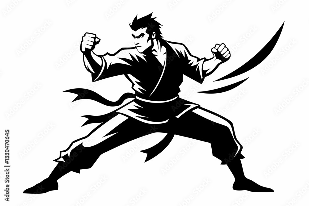 karate man line art silhouette vector illustration karate man line art silhouette vector illustration