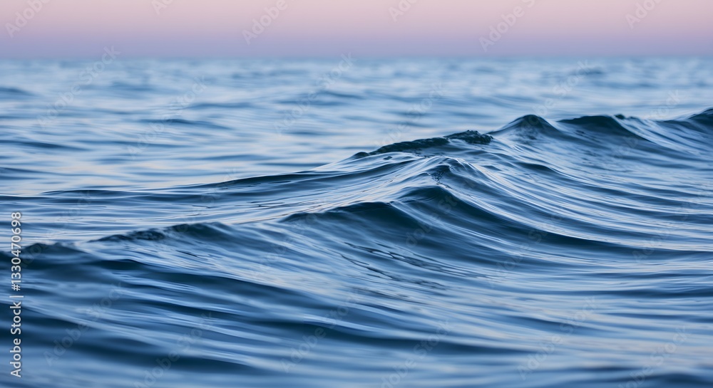 Serene Blue Ocean Waves Gently Rolling Towards the Horizon at Dusk Serene Blue Ocean Waves Gently Rolling Towards the Horizon at Dusk