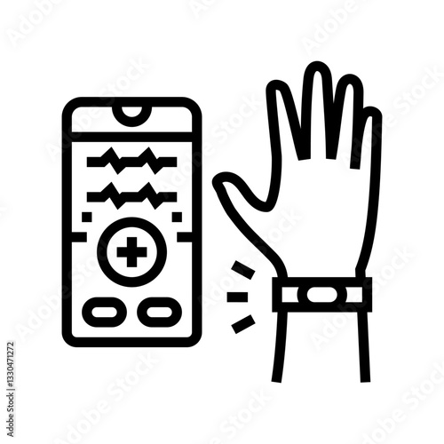 biometric health sensor healthcare innovation line icon vector illustration