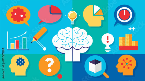 A series of brain teasers and riddles that test analytical thinking and problemsolving abilities.. Vector illustration