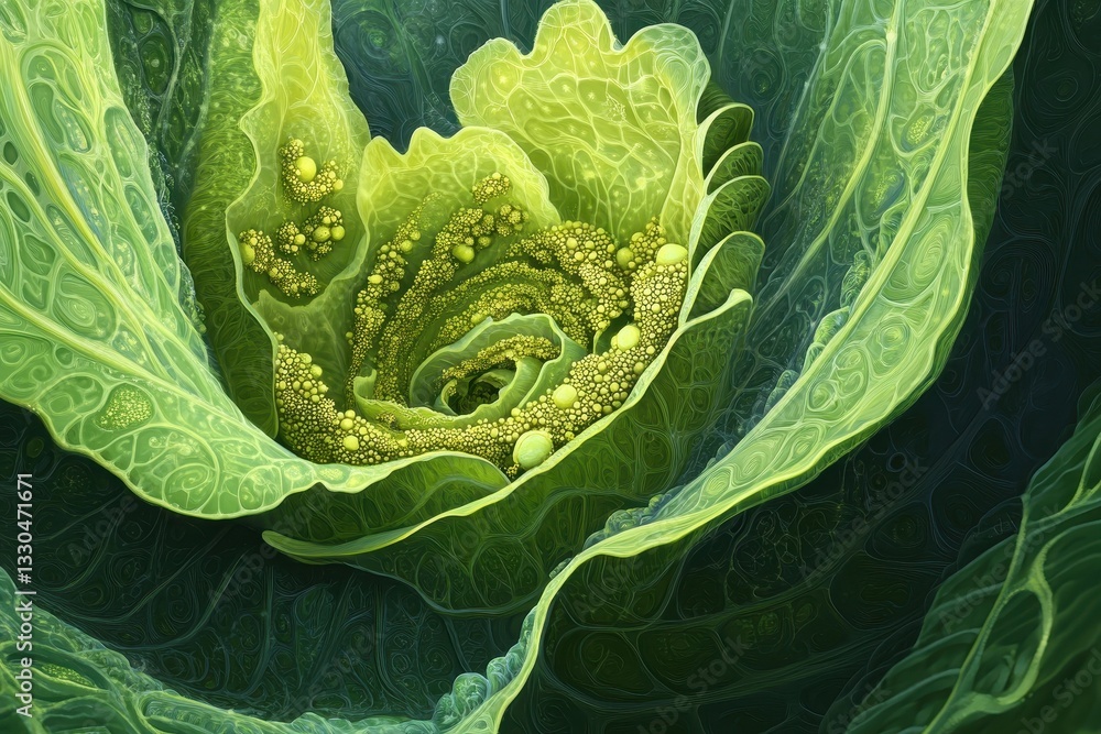 Fototapeta premium A close up view of a vibrant green cabbage plant