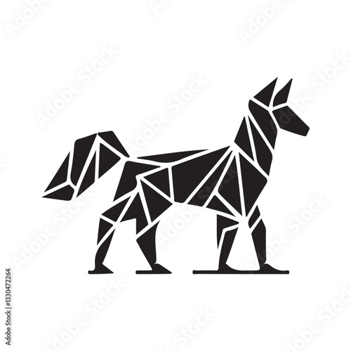 Origami vector bird illustration on white paper, a design symbol