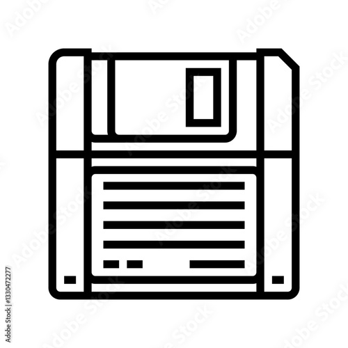 digital data storage floppy disk line icon vector illustration