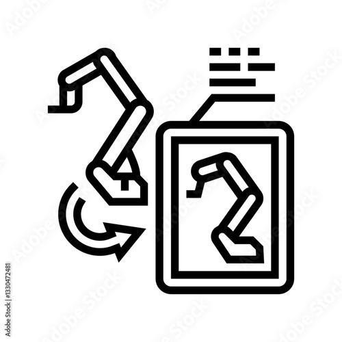 digital twin technology industry line icon vector illustration