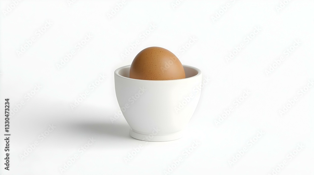 Brown Egg in White Egg Cup Brown Egg in White Egg Cup