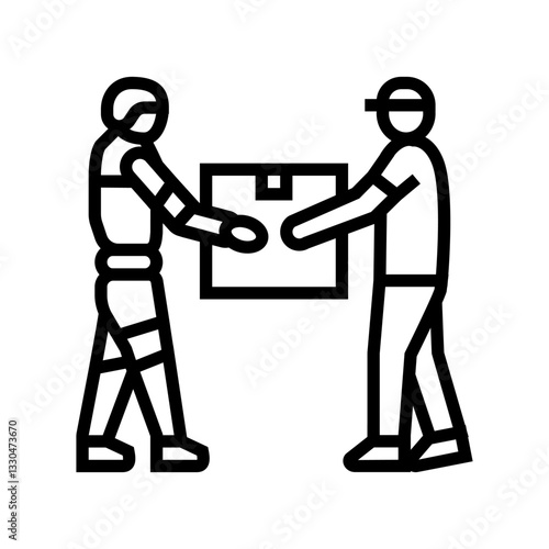 human robot interaction industry line icon vector illustration