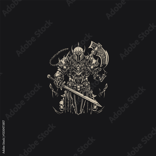 mighty executioner design vector template illustration