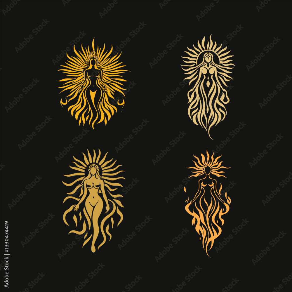 Obraz premium Hestia greek goddess design vector template illustration