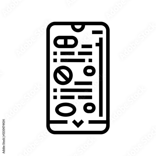 medication management app healthcare innovation line icon vector illustration